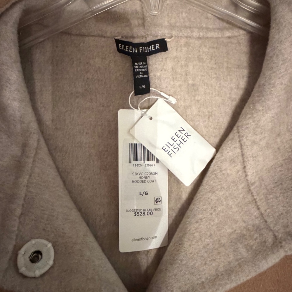 NWT Eileen Fisher Honey Hooded Coat Size L - Picture 6 of 7